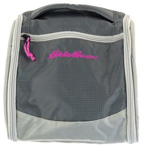 Eddie Bauer Travex Hanging Tolietries Bag Gray and Pink with Multiple Pockets